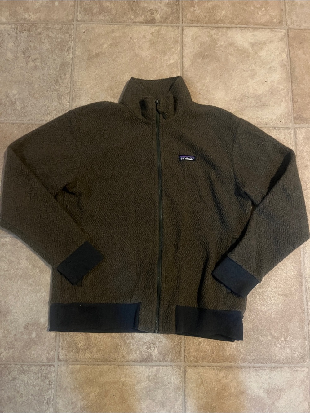 Patagonia Men's Woolyester Fleece Full Zip Jacket Olive - Picture 2 of 8